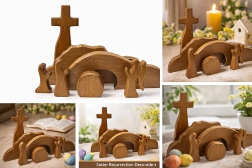 Wooden Empty Tomb Easter Resurrection Scene Tabletop Decor