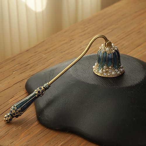 Elegant Candle Snuffer with Pearl Inlay & Metal Handle