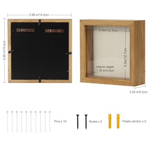 5x5 Wood Shadow Box Display Case for Memorabilia, Photos and Awards