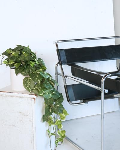 32-Inch Artificial Pothos Ivy Plant with Minimalist Pot, Variegated Silk