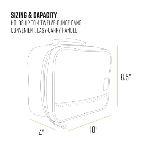 Insulated Lunch Cooler Bag, 4-Can Soft-Sided Lunch Box for Work and School