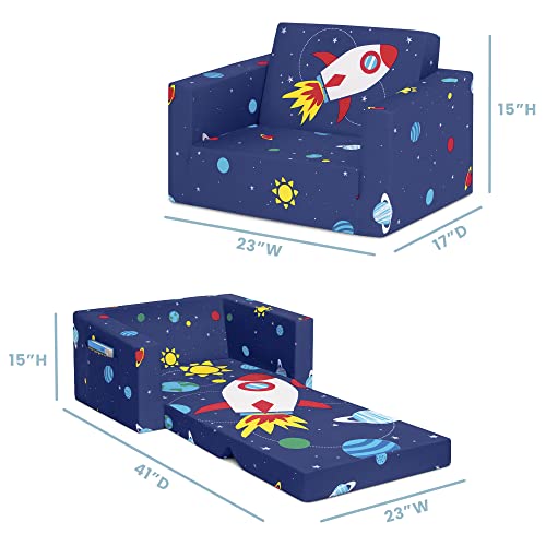 Convertible 2-in-1 Kids Foam Flip-Open Sofa and Lounger Bed