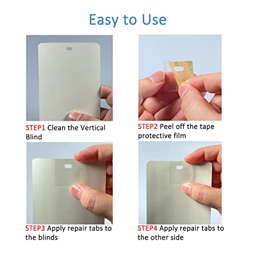 Clear Vertical Blind Repair Tabs (60 Pack) - Self-Adhesive Slat Fixers