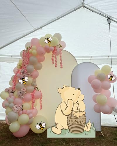 131-Piece Pink Bear Baby Shower Decoration Set with Balloon Arch & Stand