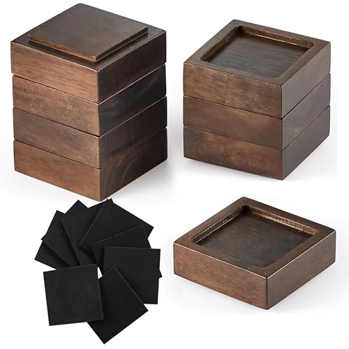 Set of 8 Solid Wood Bed Risers - Adjustable Height 1-4 Inches