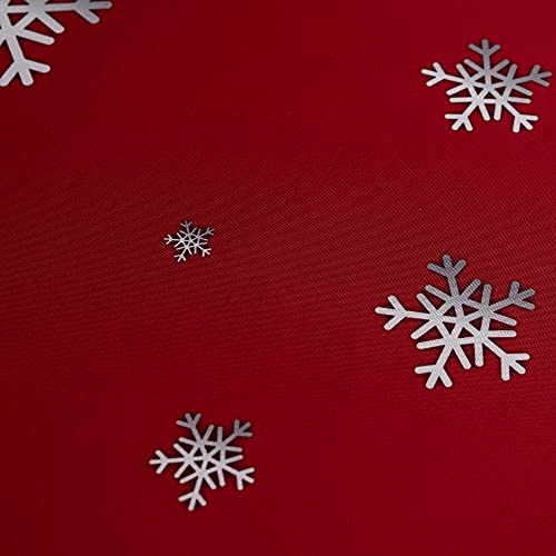 Decorative Christmas Tablecloth 60x84 Inch Red Snowflakes Water Resistant Holiday Table Cover - Gradient Colors