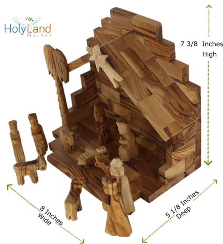 Hand-Carved Olive Wood Nativity Set - 12-Piece Bethlehem Christmas Scene