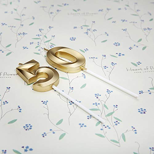 Gold Number 50 Birthday Candles - 2 Pack for Celebrations