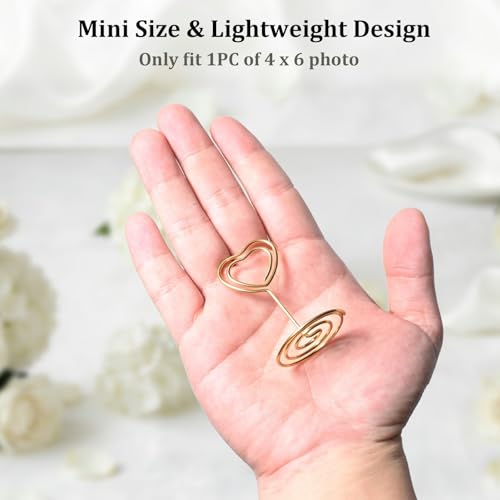 20-Piece Heart-Shaped Table Number Holders, Gold Metal Place Card Stands