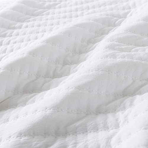 ROARINGWILD Queen White Quilted Quilt Set - 3 Piece All-Season Bedspread