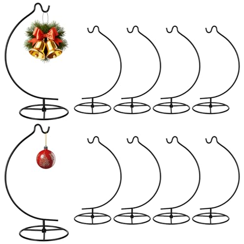 10 Pack Metal Ornament Stands for Air Plants & Decorations - 10.8" Height, Black