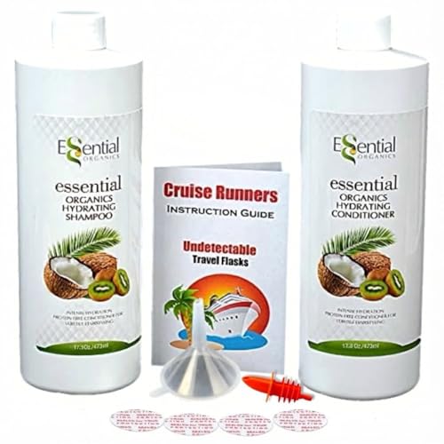 Cruise Runners Hidden Liquor Flasks - 2x17.3oz Discreet Shampoo Bottles for Cruise, Travel & Parties