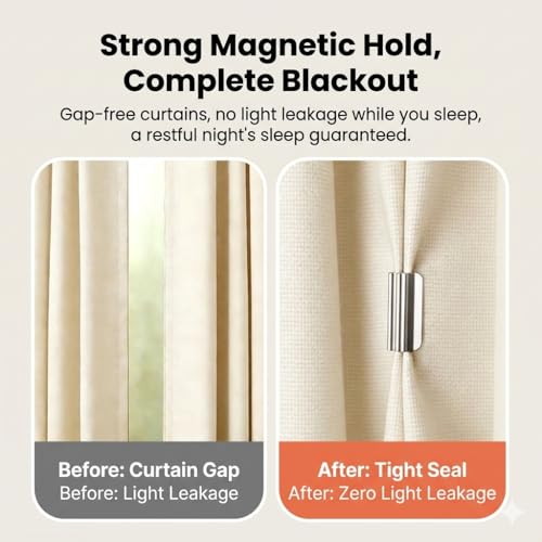 Magnetic Curtain Weights and Clips - 6 Pairs for Light Blocking & Privacy