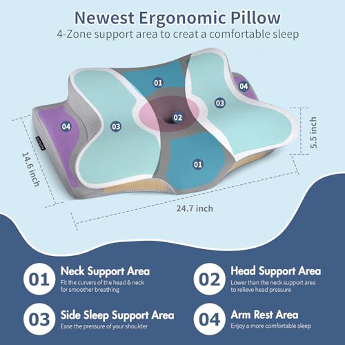 Ergonomic Cervical Neck Pillow for Pain Relief - Memory Foam Support