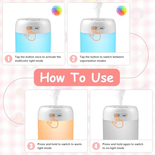 Plant Humidifier 650ml with Colorful Lights for Indoor Plants and Desk