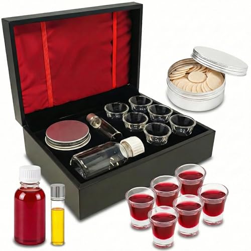 Portable Communion Set with Carrying Case, 6 Cups, and Accessories