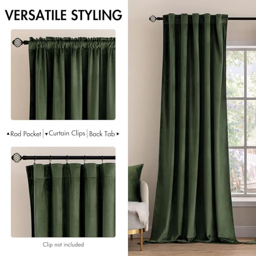 Velvet Blackout Curtains 52x84 Inch - 2 Panels Thermal Insulated Window Drapes