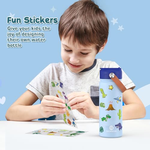 18oz Kids Stainless Steel Water Bottle with Straw 2 Pack