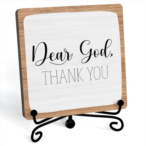 5-Inch Wooden Plaque with Metal Stand - Farmhouse Home Office Desk Decor