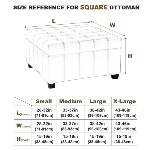 Large Waterproof Square Ottoman Cover with Elastic Bottom - Beige