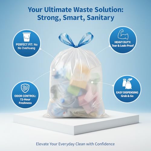 T.FORING Small Trash Bags 4 Gallon Drawstring 120 Count Leakproof Liners