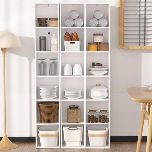 6-Cube Storage Organizer, Modern Freestanding White Bookshelf for Home