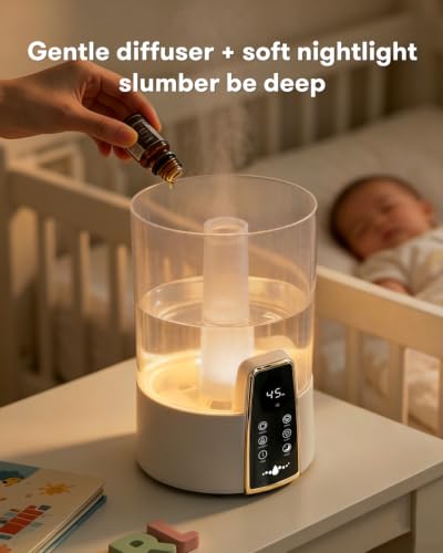 4L Top-Fill Cool Mist Humidifier for Bedroom with Night Light