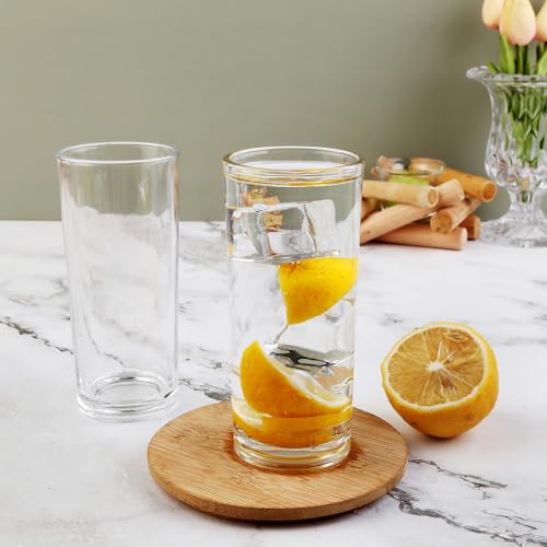 BTGLLAS Glass Set of 6 Highball Drinking Glasses 8oz for Cocktails & Water - Clear