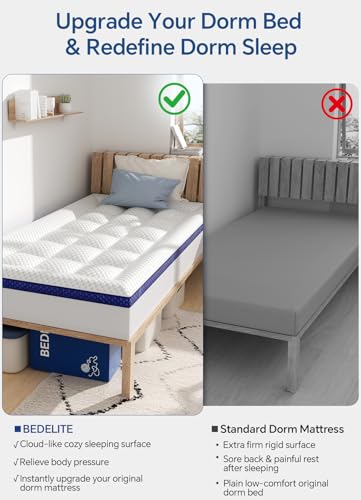 BEDELITE Twin XL Mattress Topper - 3" Cooling Bamboo Memory Foam Pad