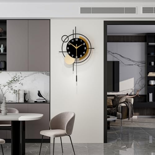 Modern Pendulum Wall Clock - 21-Inch Silent Quartz Decorative Clock