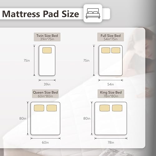 Heated Mattress Pad Queen Size with 10 Heat Settings & Dual Control