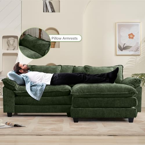 86" Modular Sectional Sofa with Ottoman, Deep Seat Chenille Cloud Couch