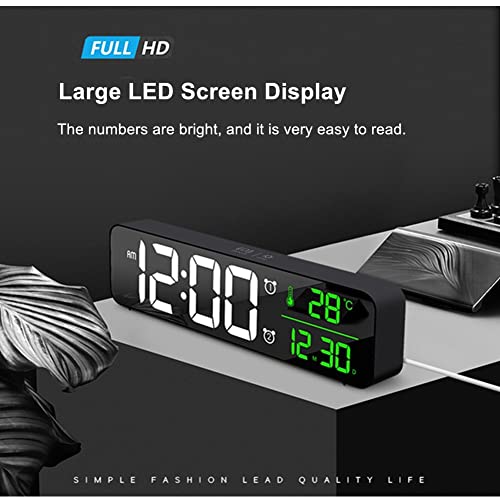 Large LED Digital Alarm Clock with Temperature and Date Display