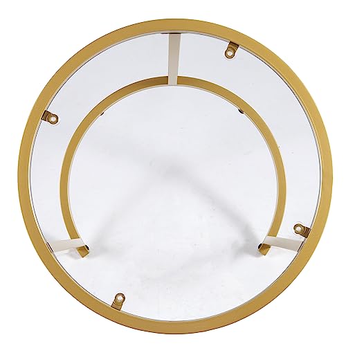 2-Piece Round Nesting Side Table Set, Gold Metal and Glass Accent Tables