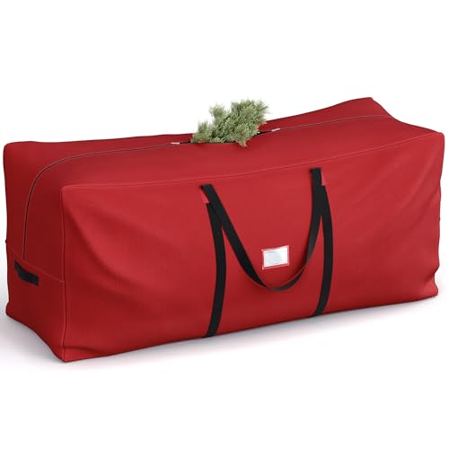 SONGMICS Christmas Tree Storage Bag, Tree Storage Container, up to 7.5 ft, Tree Holder Bag, Wear-Resistant 600D Oxford Fabric, Lightweight, Thick Handles, Red URXS003R03