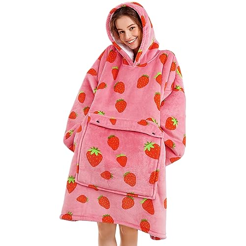 Oversized Wearable Blanket Hoodie, Sherpa Fleece Loungewear for Adults