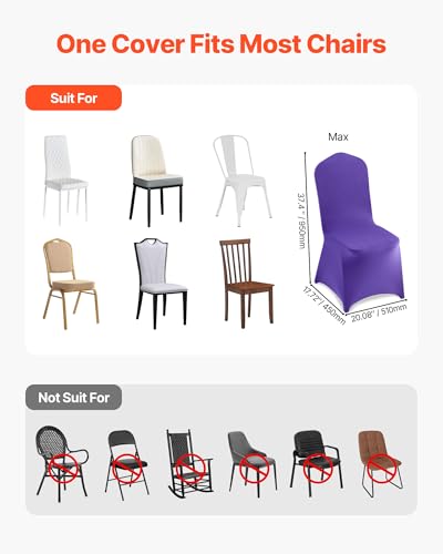 Stretch Polyester Spandex Chair Covers for Wedding & Dining - 50PCS (Purple)