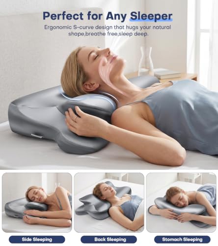 Cooling Gel Memory Foam Neck Pillow for Pain Relief - Ergonomic Design