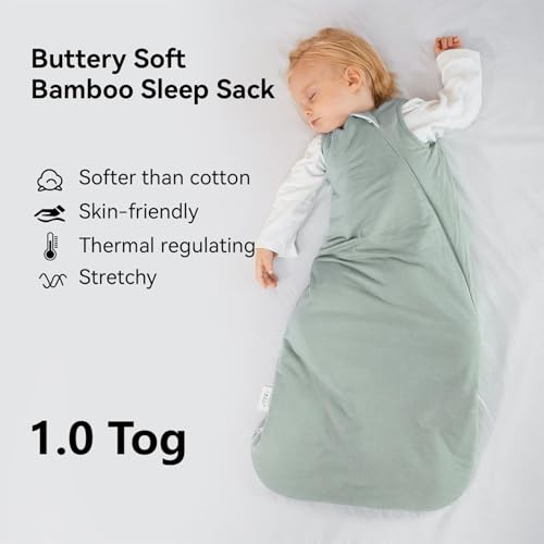 Bamboo Baby Sleep Sack 1.0 TOG Wearable Blanket 6-12 Months (2-Way Zipper)