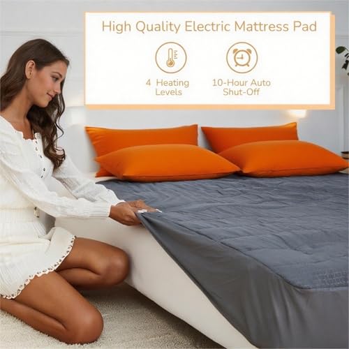 Electric Mattress Pad Queen Size with 4 Heat Settings & Auto Shut Off