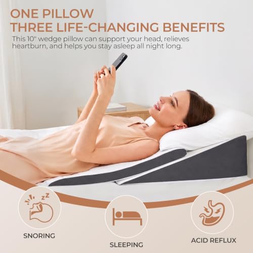 Adjustable Wedge Pillow for Sleep Apnea & Back Pain Relief, 2 Heights