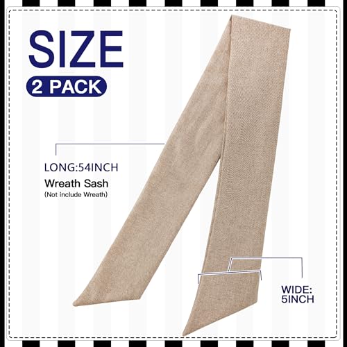 2 Pack Burlap Wreath Sash for Front Door Monogram Embroidery