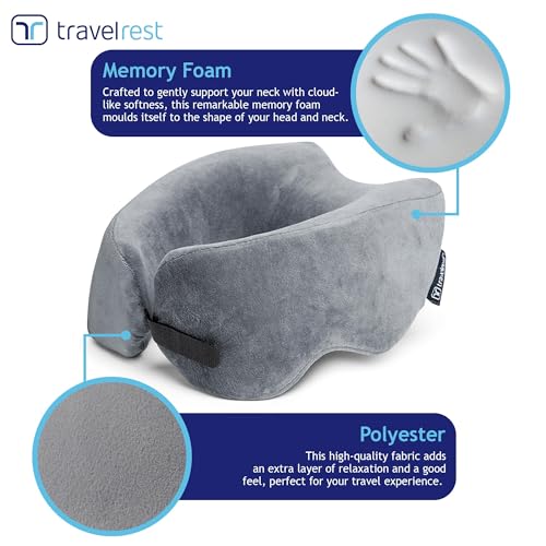 Memory Foam Travel Neck Pillow - Ergonomic Support for Long Flights