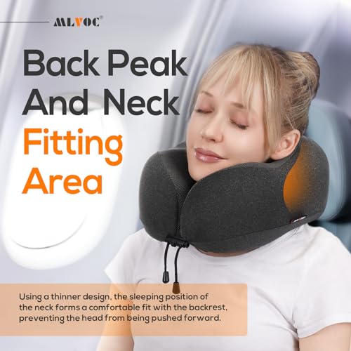 MLVOC Pure Memory Foam Travel Neck Pillow Set with 3D Eye Mask & Earplugs