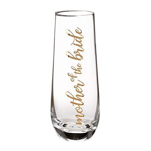 Mother of the Bride Stemless Champagne Glass - Wedding Toasting Glass with Gold Script