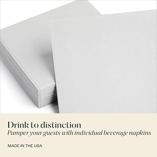 Servietto Linen-Feel Disposable Cocktail Napkins - 200 Pack, 5x5 Inches, Elegant Absorbent Paper, USA Made, Variation 1