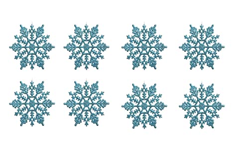 SeaStar Turquoise Snowflake Ornaments 24pcs, Sparkling Iridescent Holiday Decorations