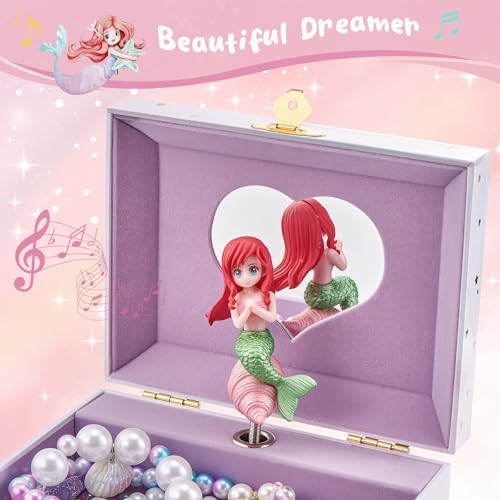 Musical Mermaid Jewelry Box for Kids with Spinning Doll