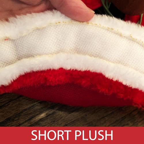Small Christmas Tree Skirt, Red and White Short Plush Mini Shirts for
