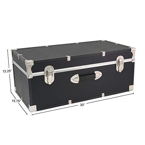 30-Inch Black Storage Trunk with Lock-Down Latches & Easy-Clean Vinyl